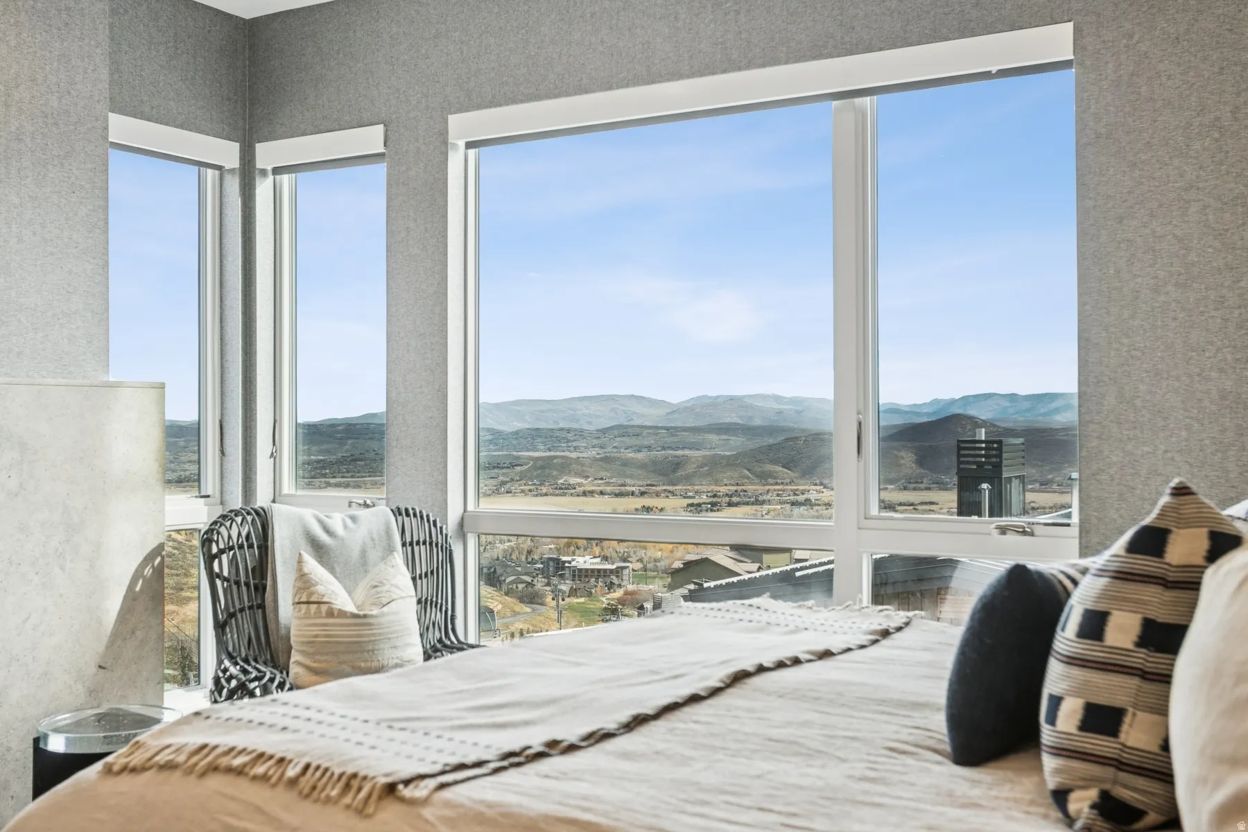 Bedroom with a mountain view