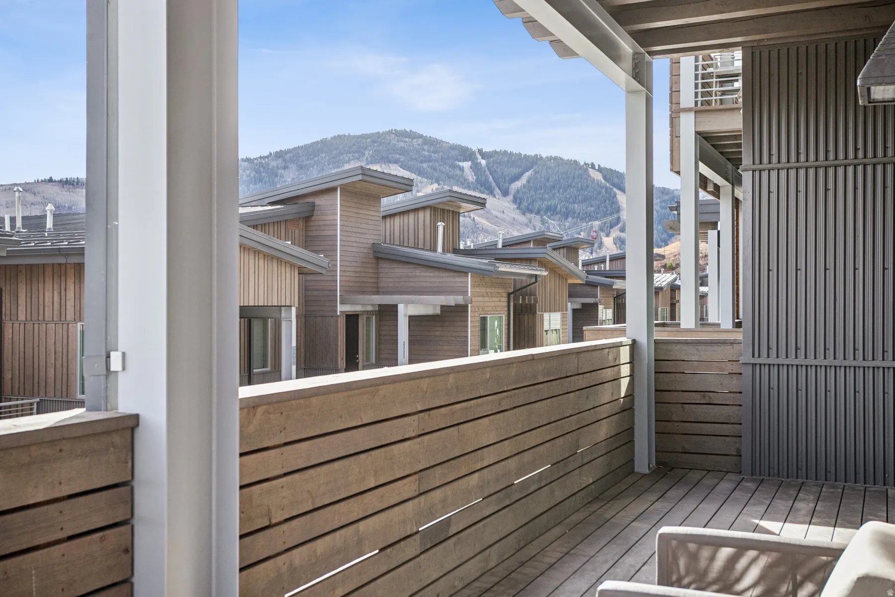Balcony with a mountain view