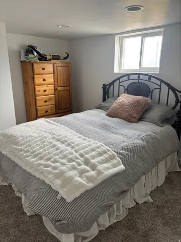Bedroom with carpet floors