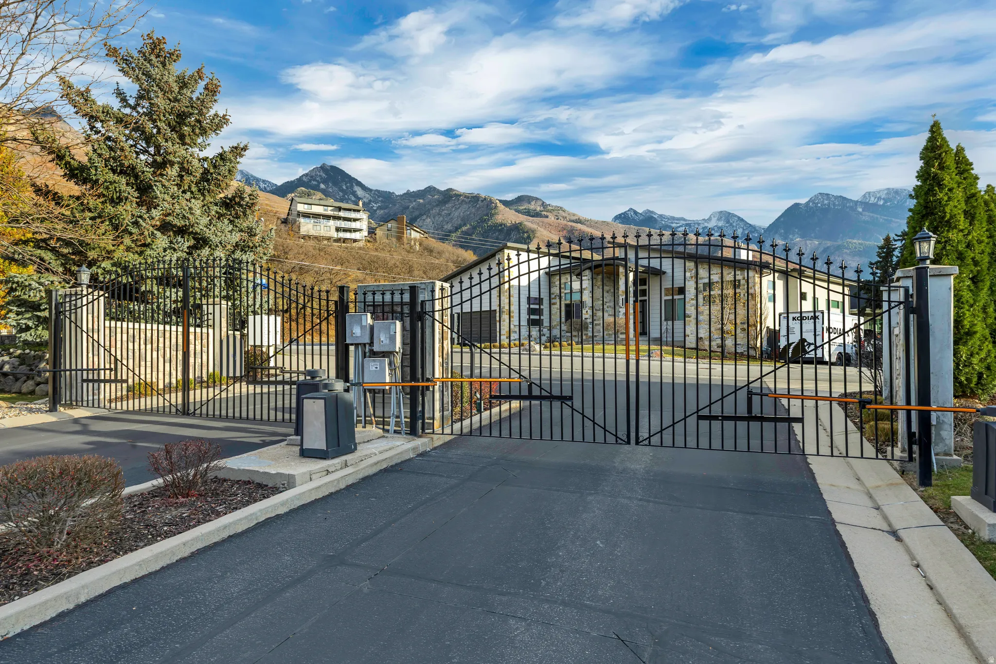 Gate featuring a mountain view