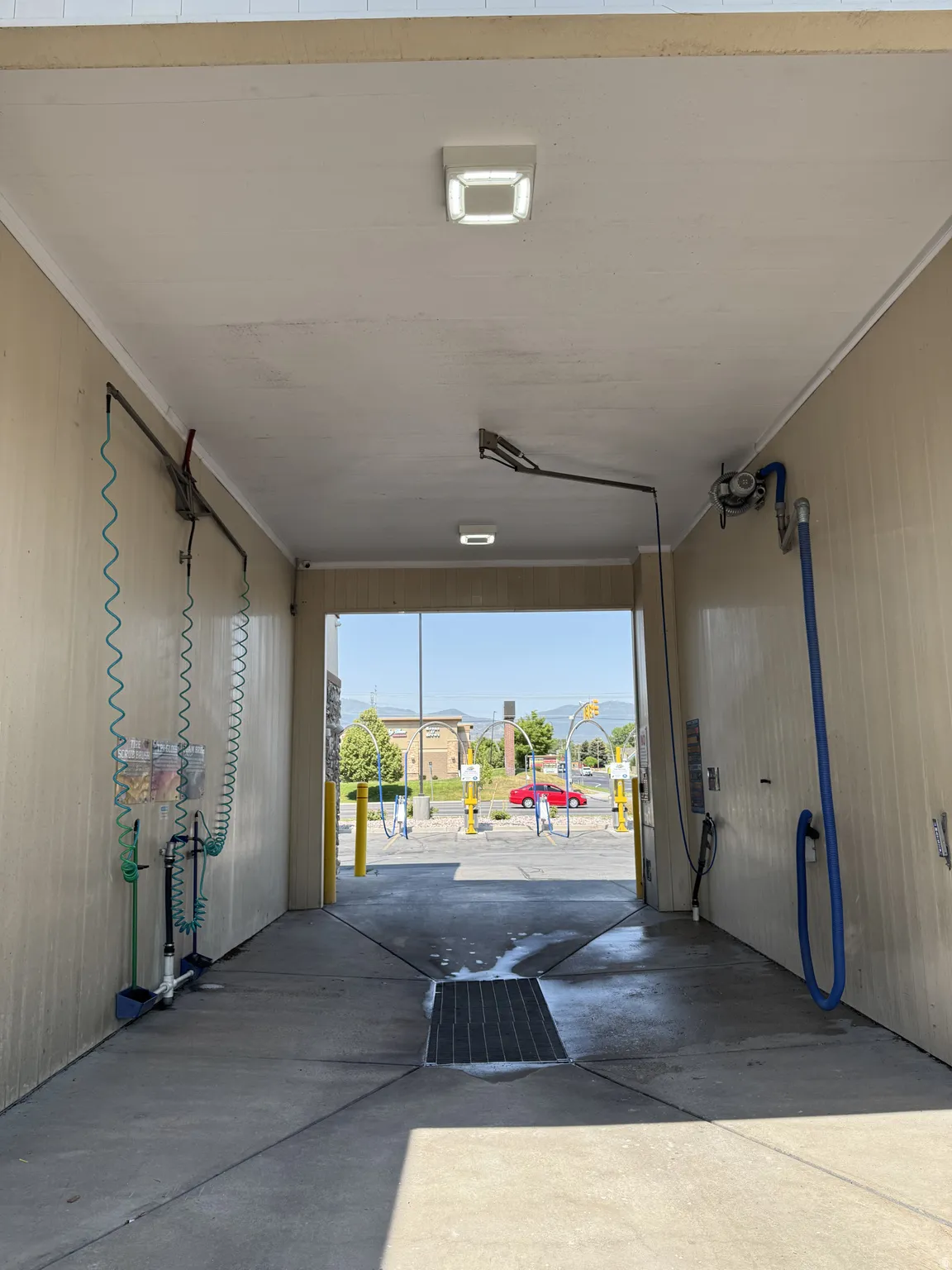 Garage with wood walls