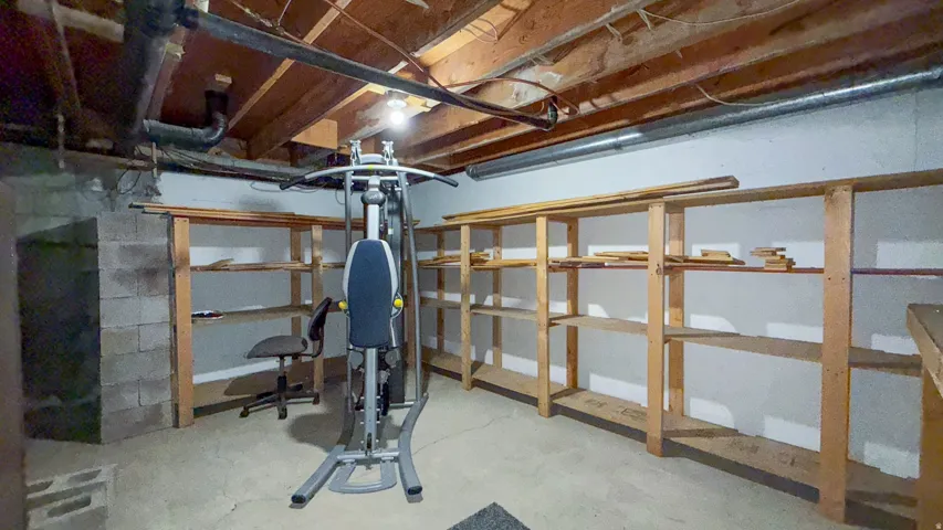 View of unfinished basement