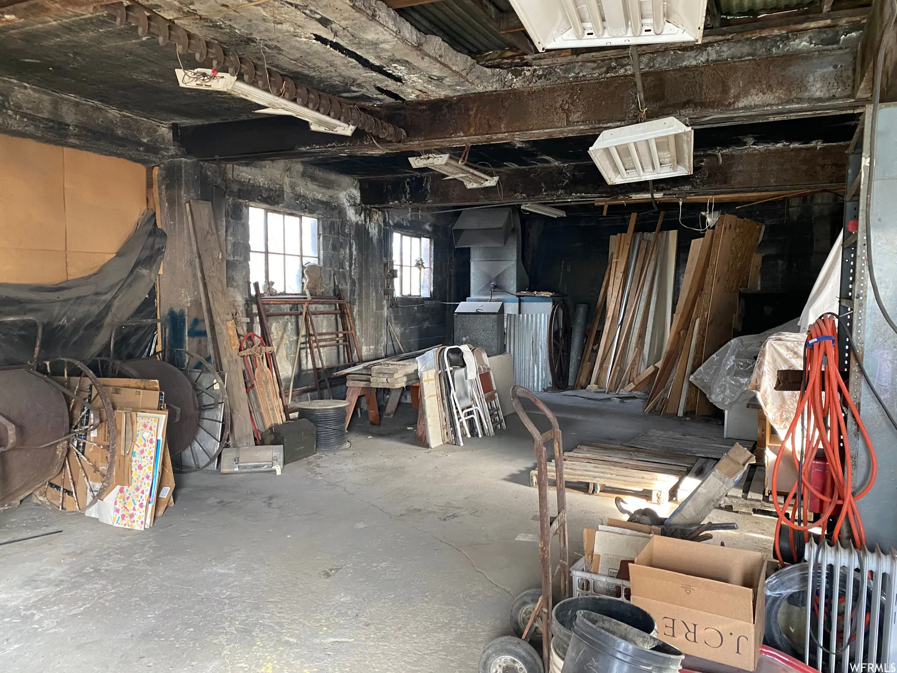 Interior of detached garage