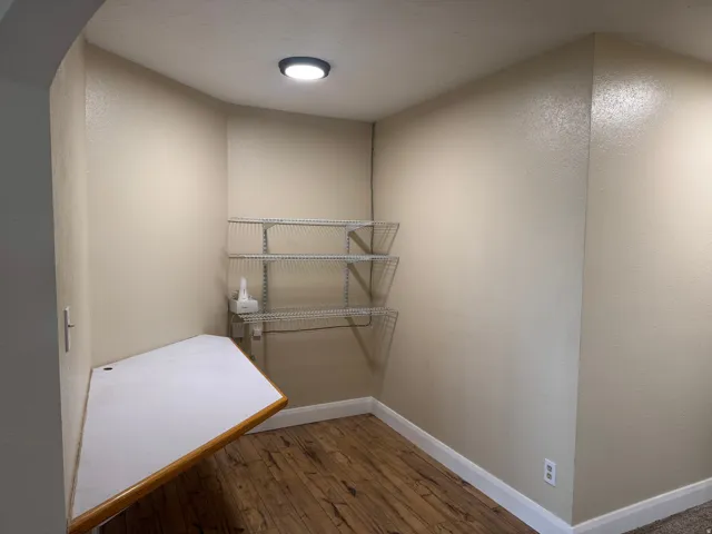 Spacious closet with dark wood finished floors