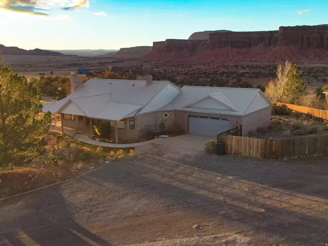 View from above of property with a mountainous background