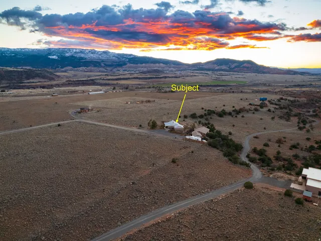 Aerial view of sparsely populated area featuring mountains