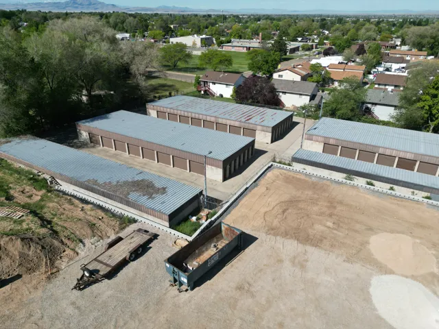 Aerial perspective of suburban area