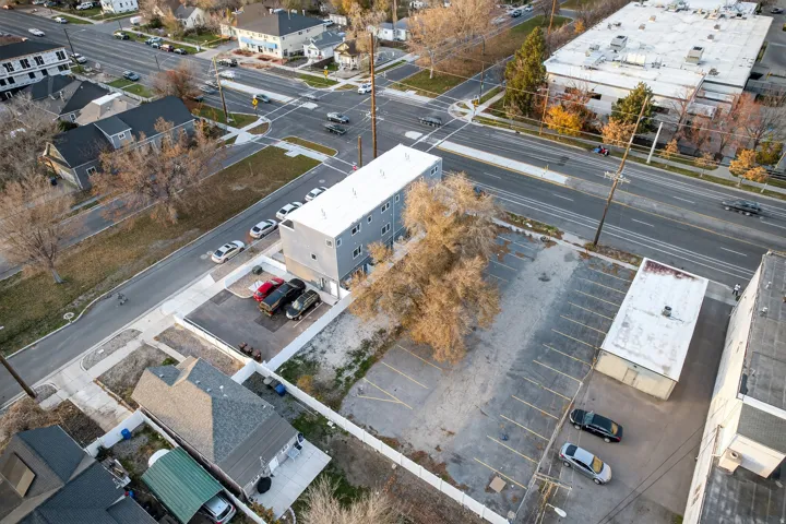 Aerial perspective of suburban area