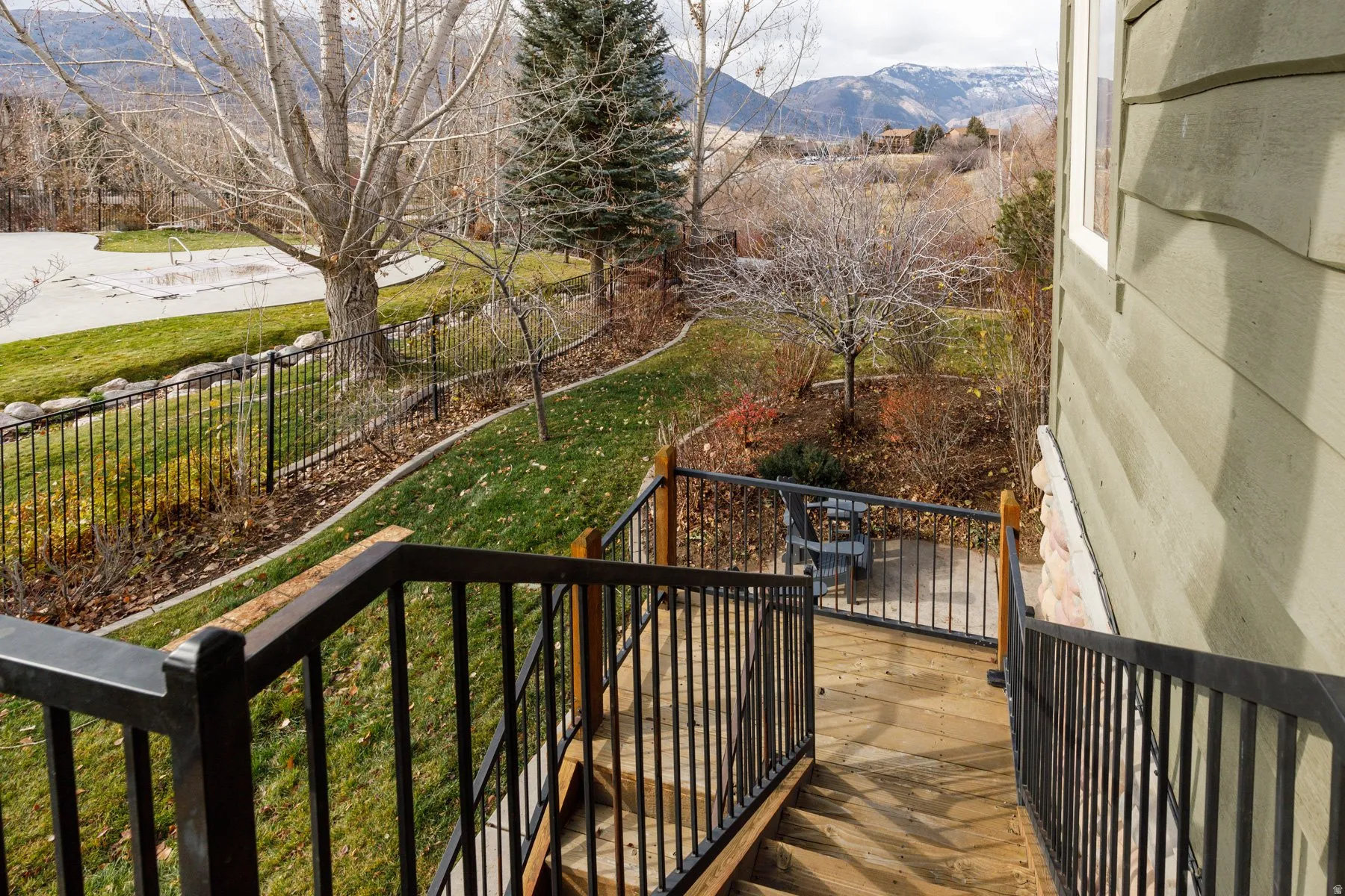 Balcony with a mountain view