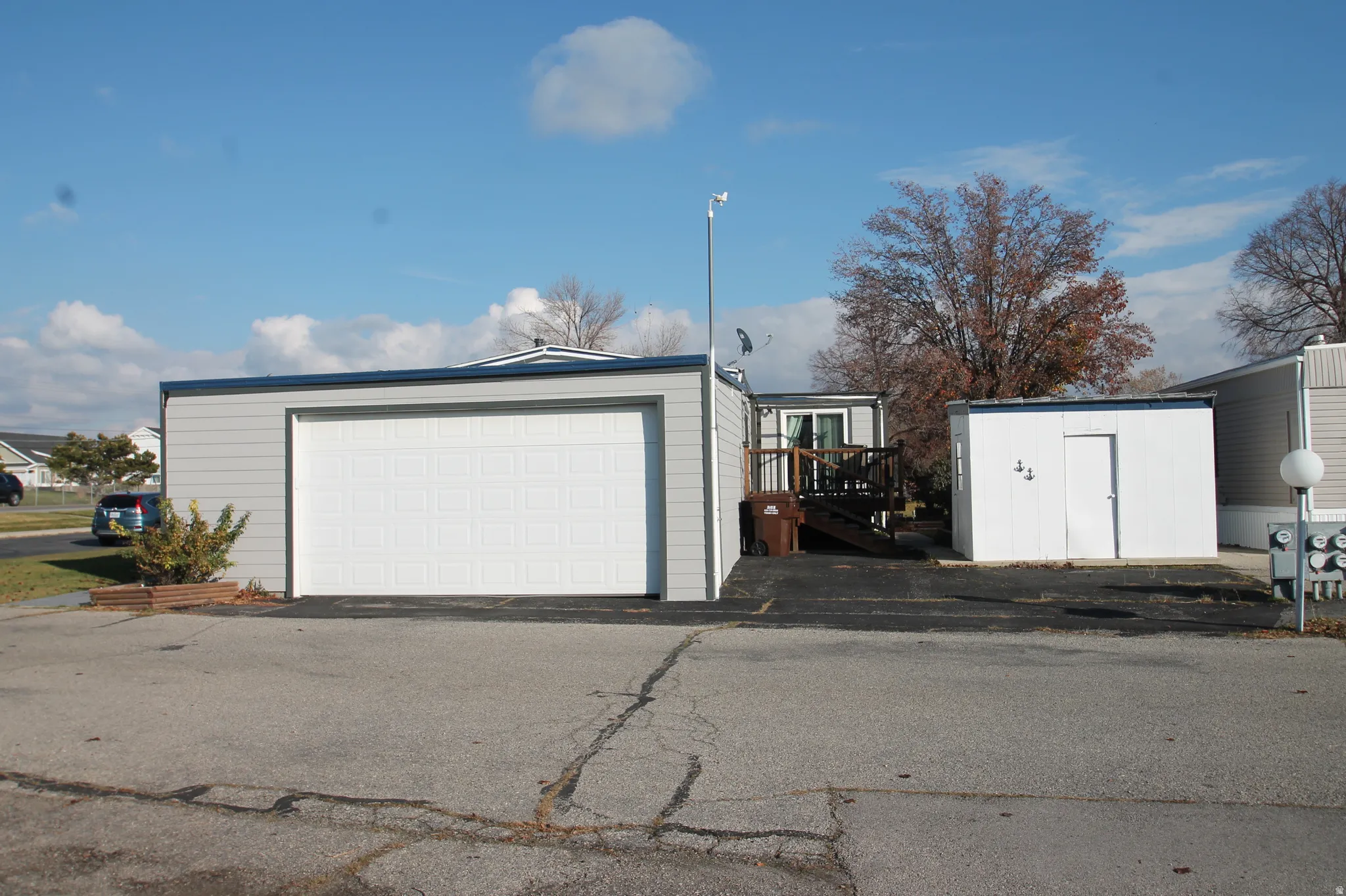 View of detached garage