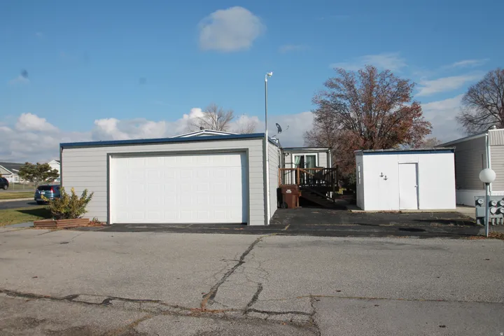 View of detached garage
