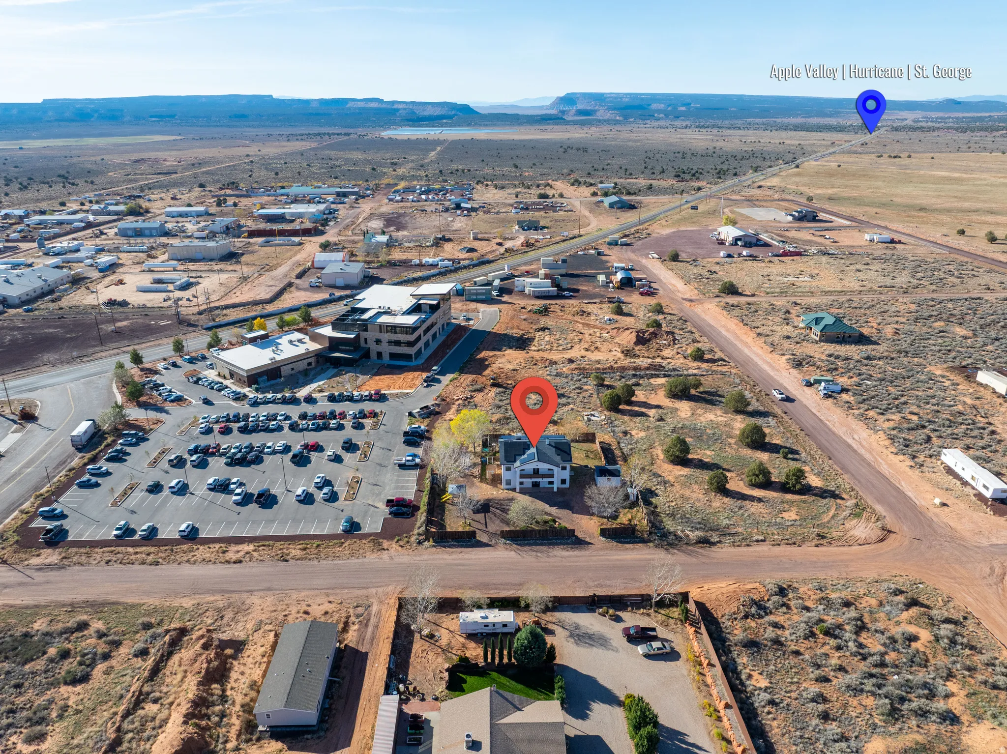 Bird's eye view of a mountainous background