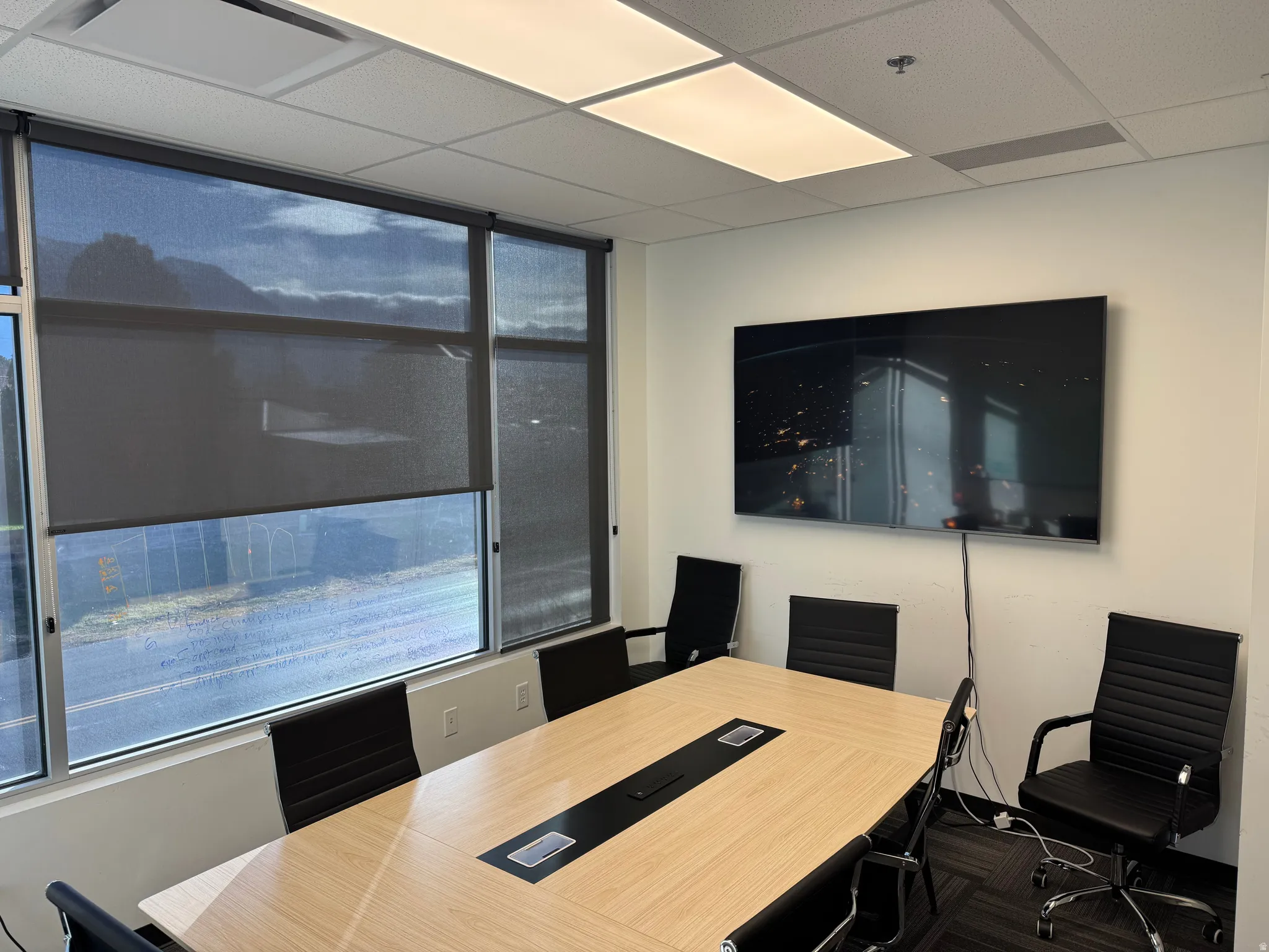 Office featuring a drop ceiling