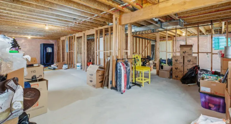 View of unfinished basement