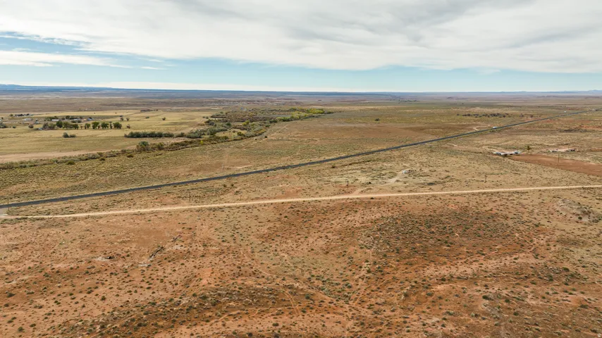 Aerial view of sparsely populated area with a desert landscape