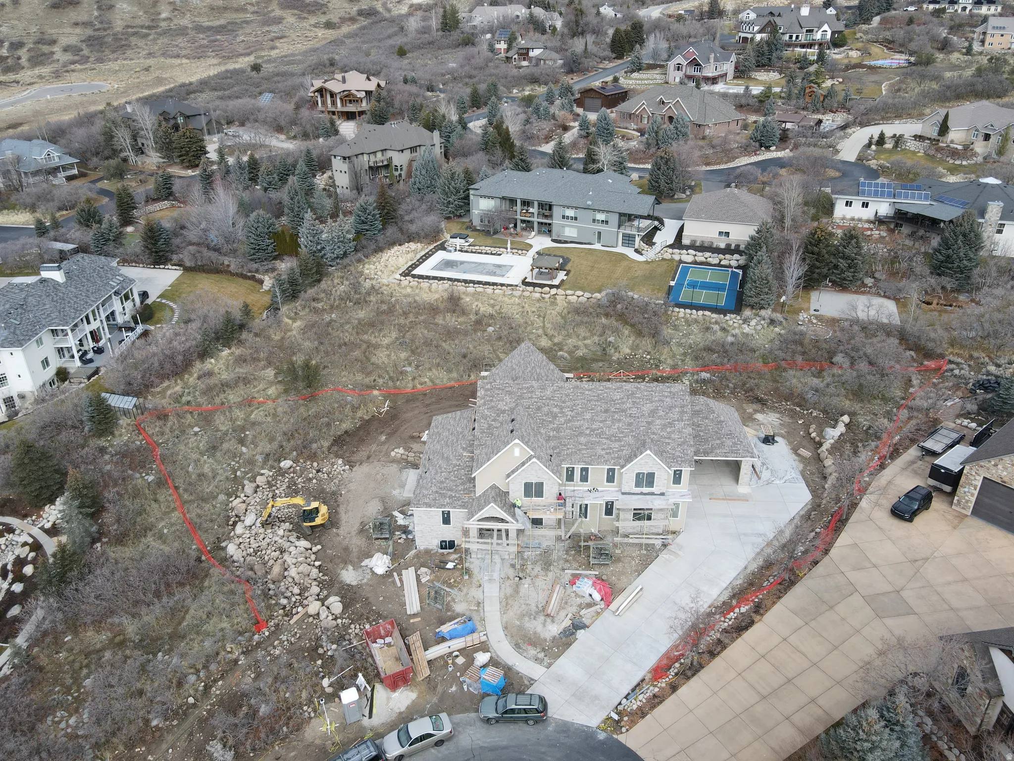 Aerial view of residential area