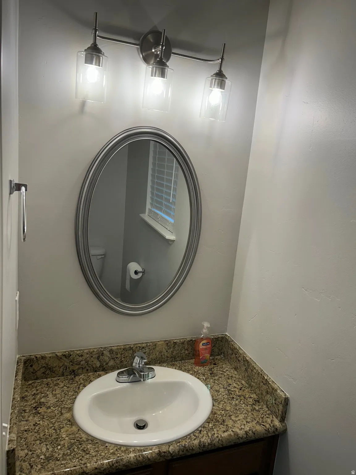 half bath on main floor. Many units in the complex  have  no bathroom on the main.