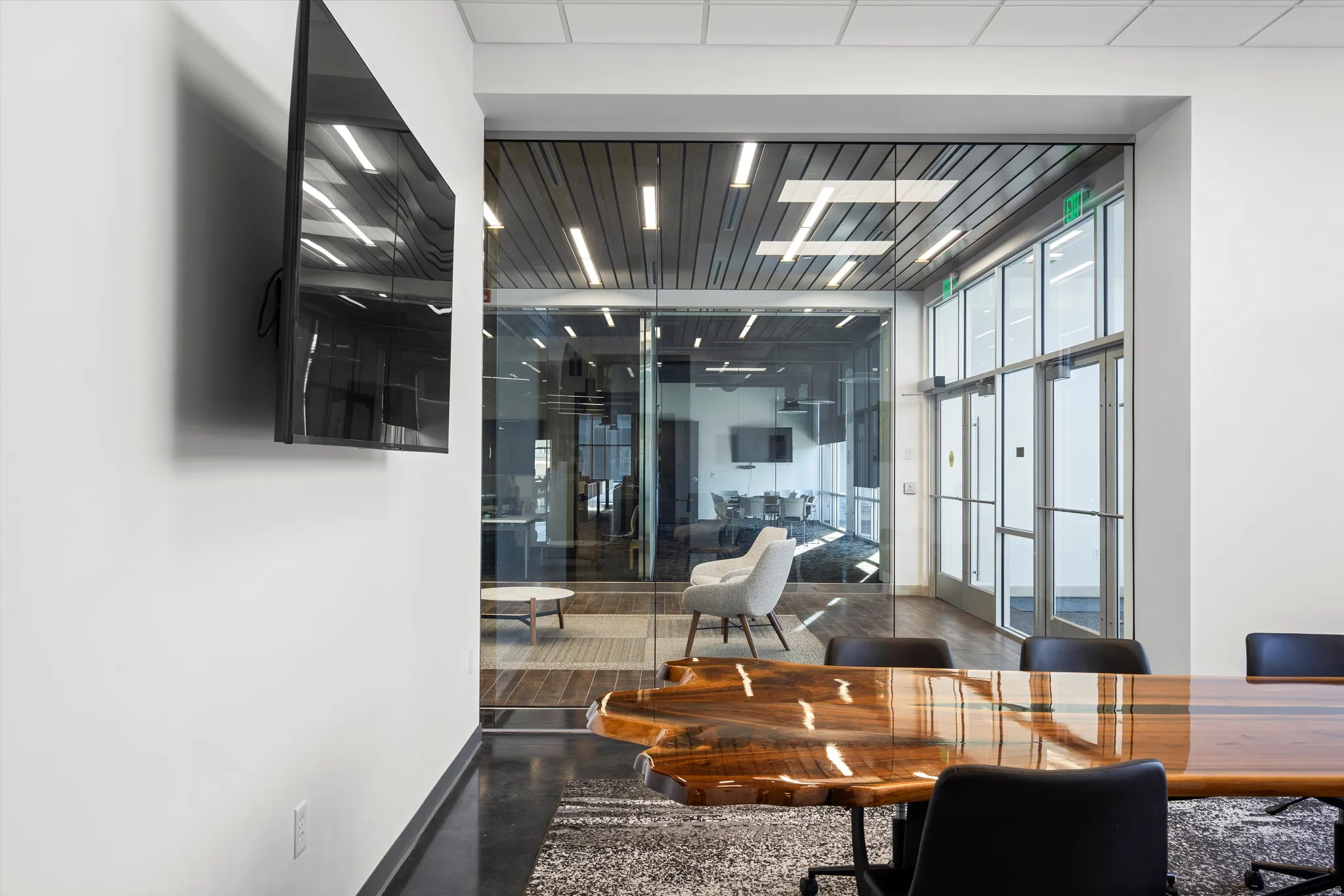 Common area featuring a wall of windows