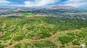 Aerial view of a mountain backdrop