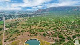 Aerial view of sparsely populated area featuring mountains