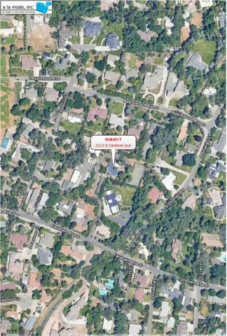 Aerial map of property and surrounding area