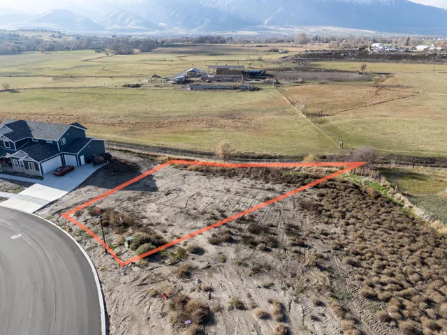 Overview of rural landscape featuring property boundaries highlighted