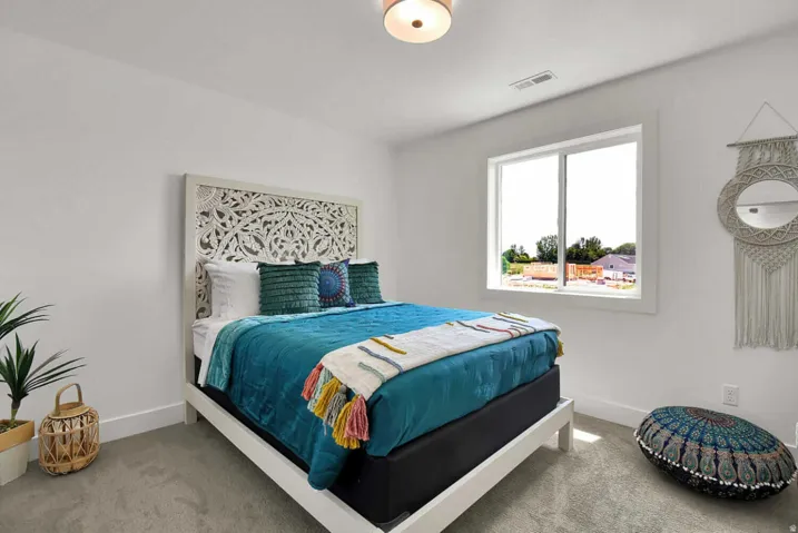 Bedroom with carpet flooring