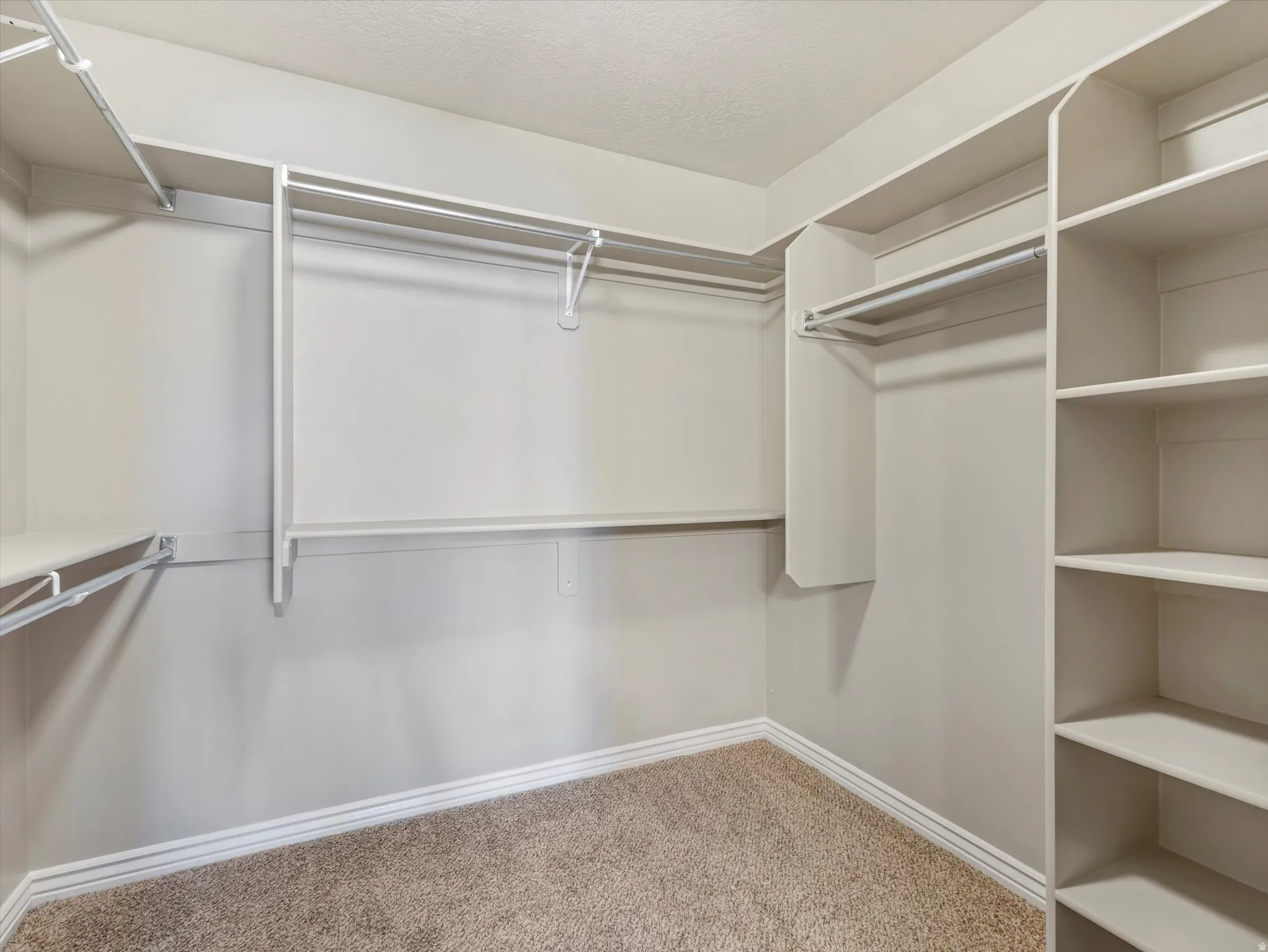 Master Suite Spacious closet with carpet floors