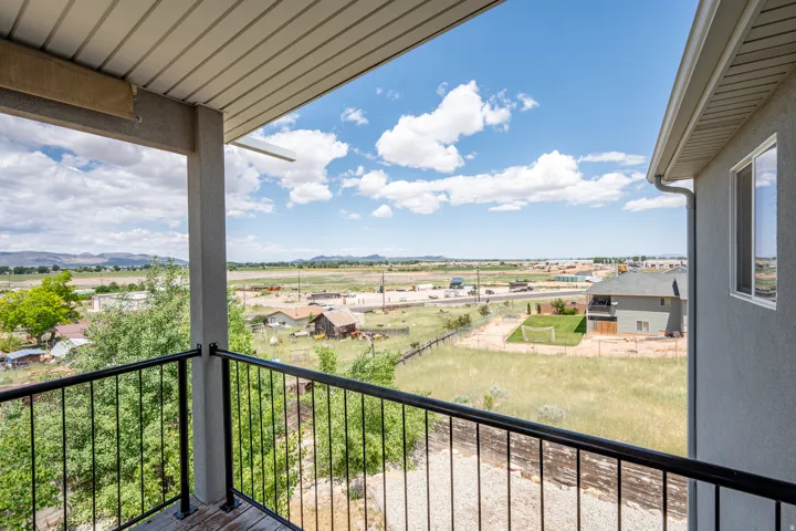 Balcony with a mountain view
