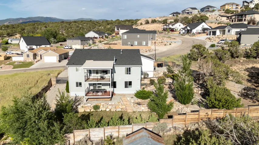 Aerial perspective of suburban area