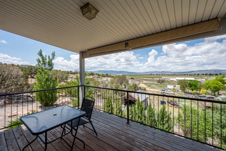 Wooden deck with a mountain view