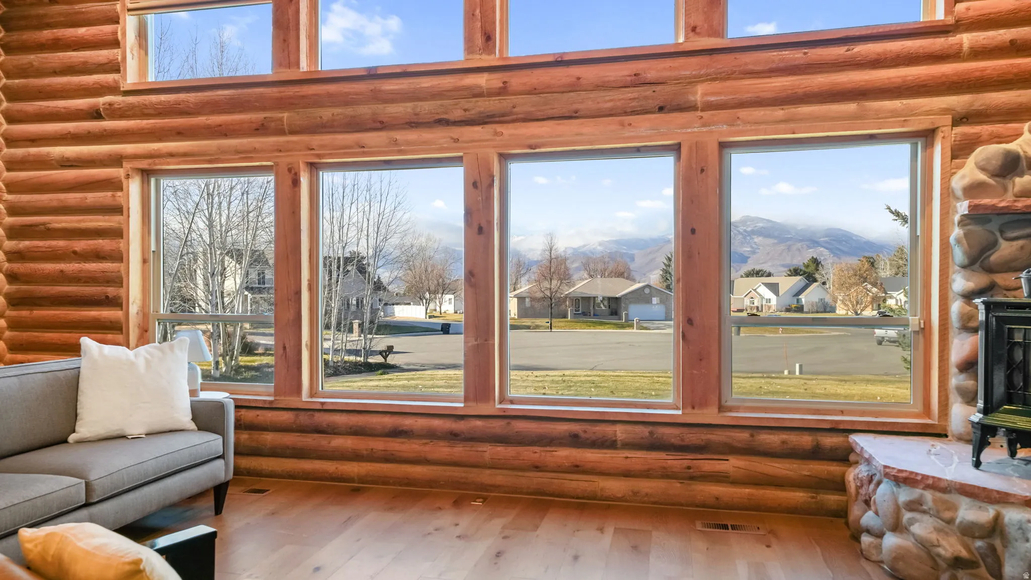 Mountain views appear much further away in the photos.