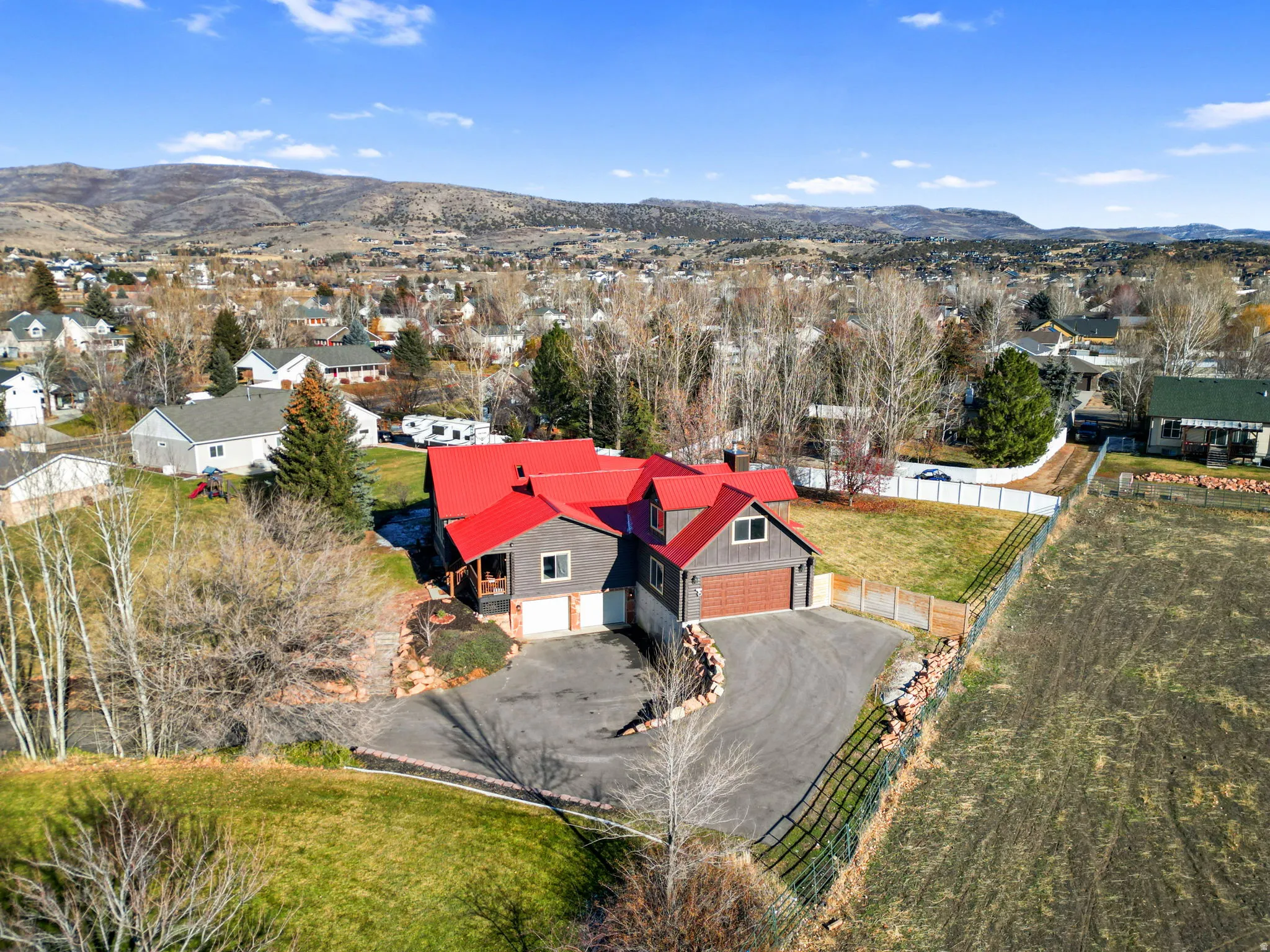 View of subject property featuring mountains