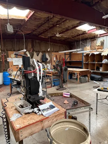 Garage featuring a workshop area