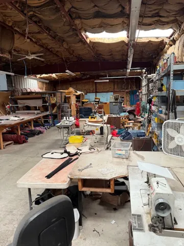 Garage with a workshop area