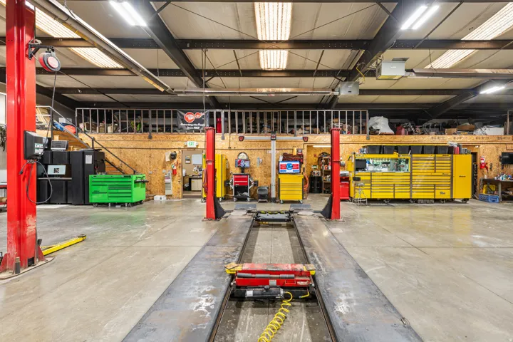 Garage with a workshop area