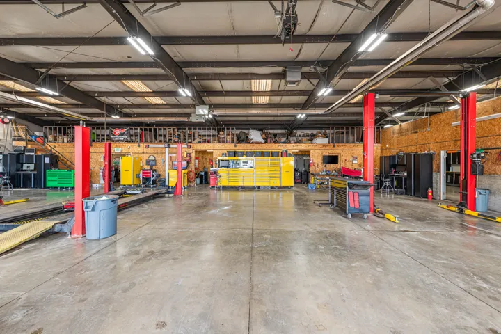Garage with a workshop area