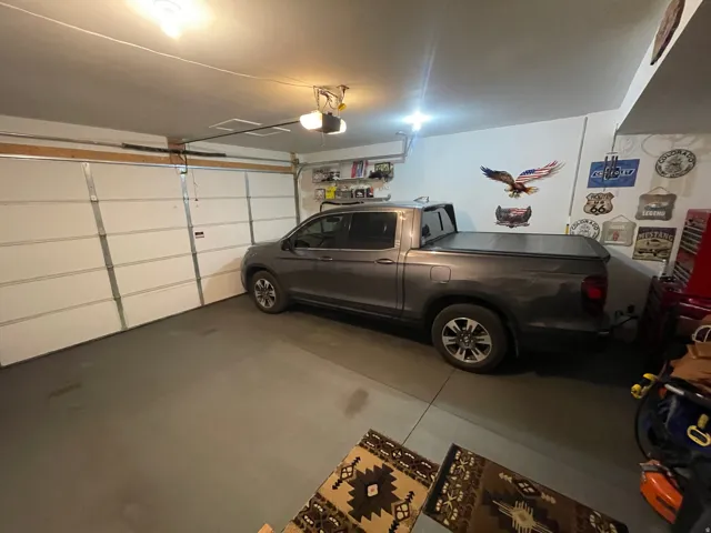 Double car garage with a granite grip epoxy