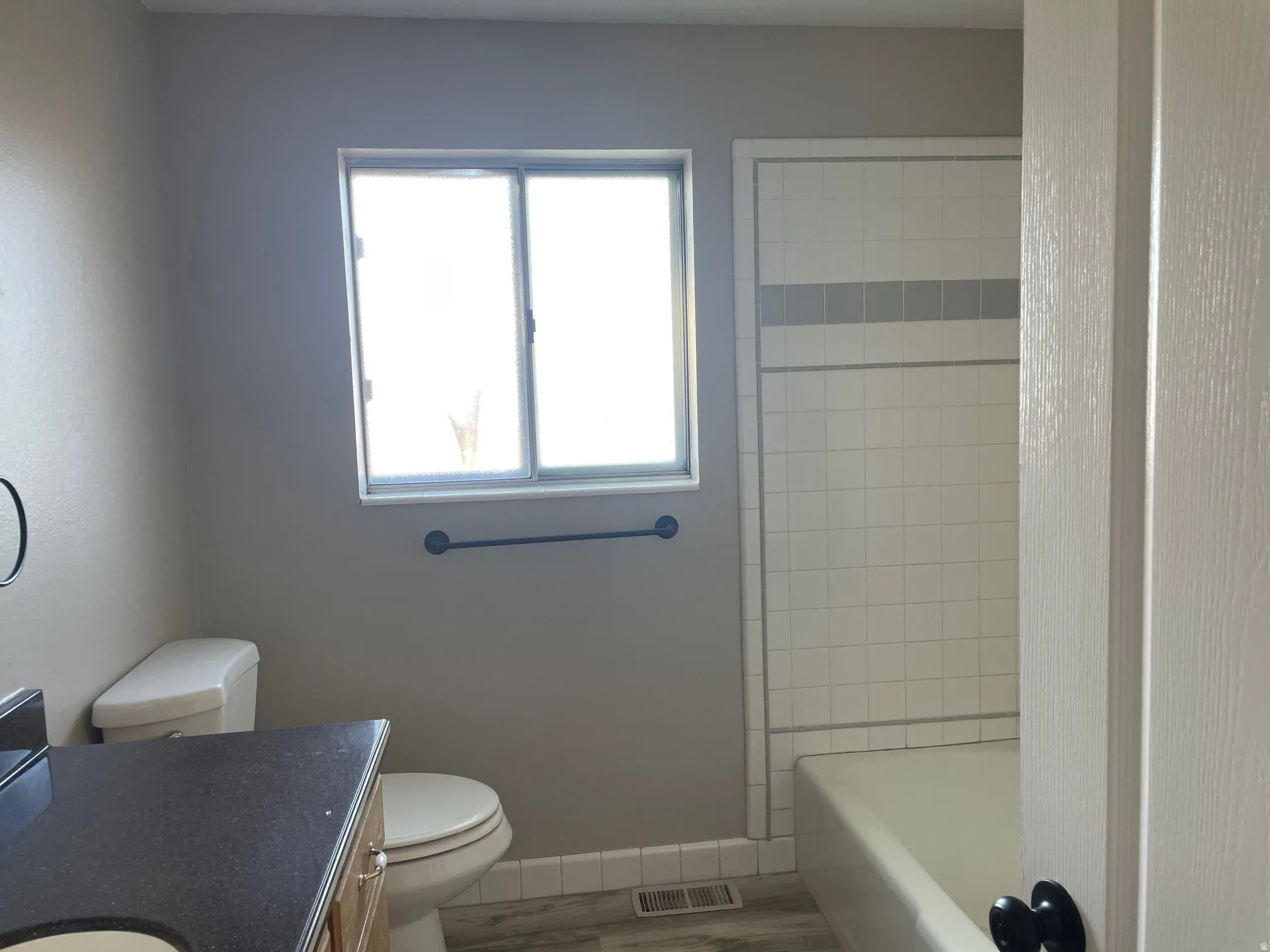 Full bathroom featuring vanity and wood finished floors
