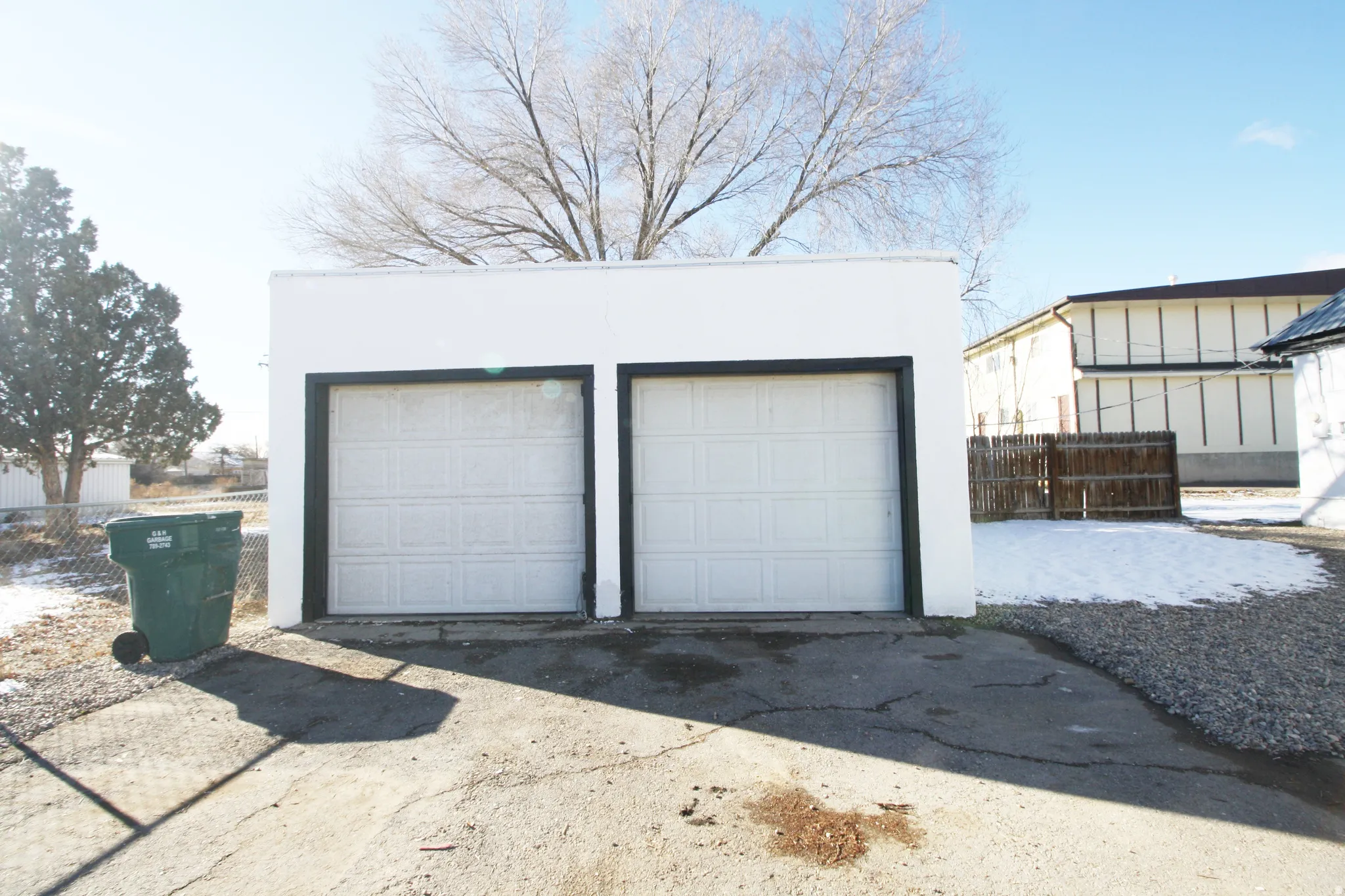 View of detached garage