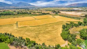 Overview of rural landscape featuring mountains