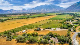 Overview of rural landscape featuring mountains