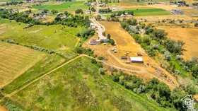 Overview of rural landscape with extensive farmland