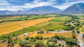 Aerial view of sparsely populated area featuring mountains