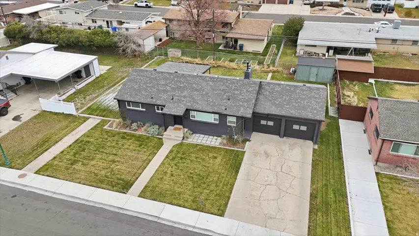 Aerial perspective of suburban area