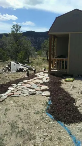 View of yard with a mountain view