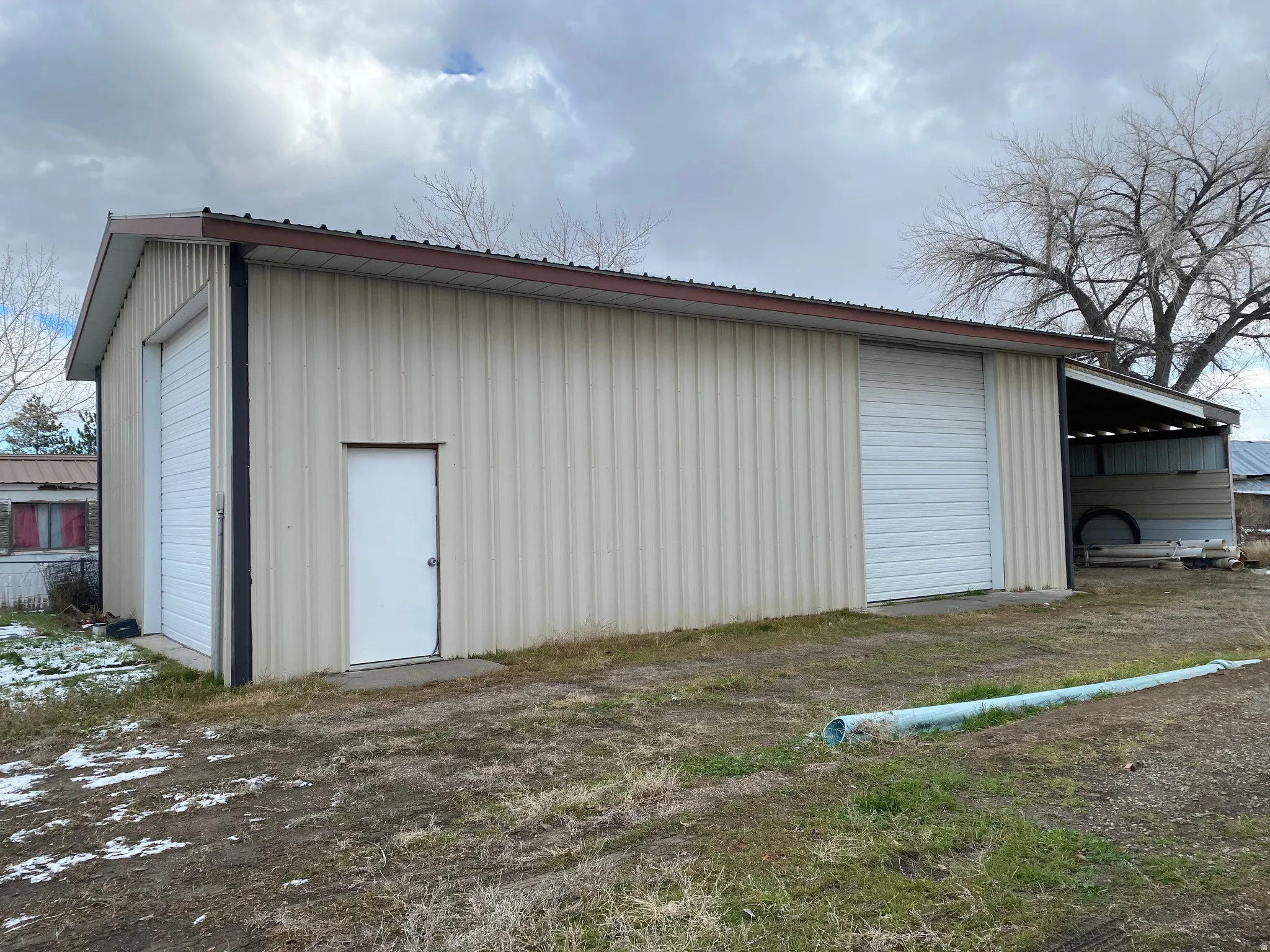 View of detached garage