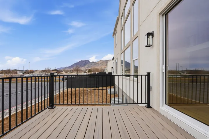 Wooden terrace with a mountain view