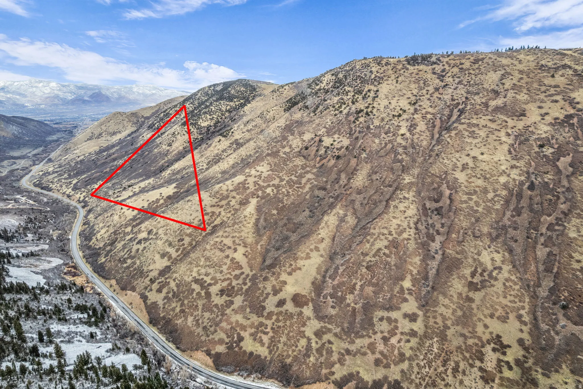Aerial view of a mountainous background