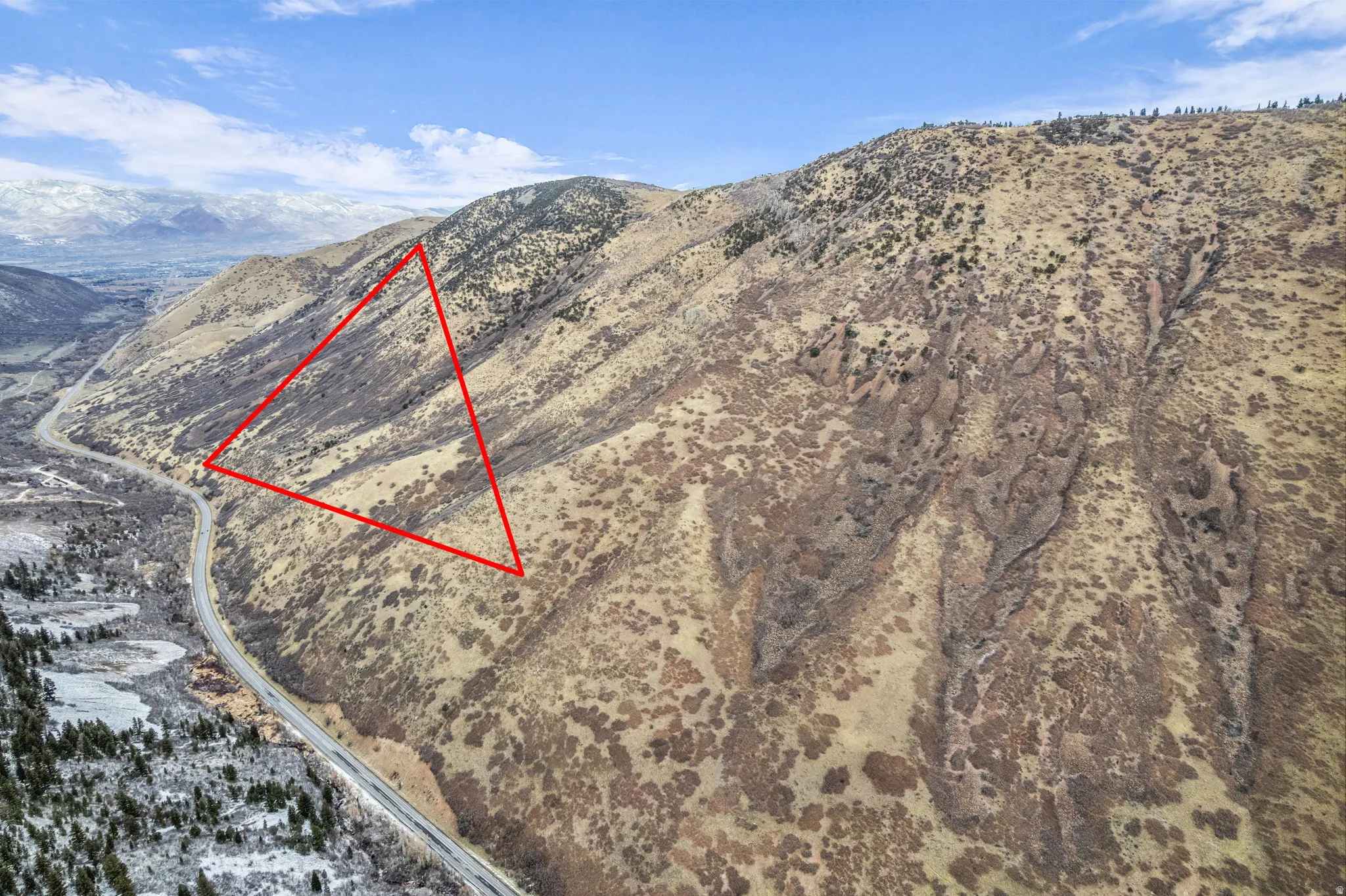 Aerial view of a mountainous background